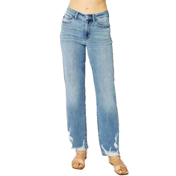 Judy Blue Straight Leg Distressed Jeans - Picture 1 of 5
